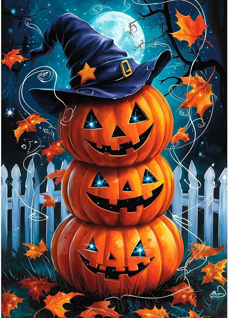 Halloween Pumpkins Diamond Painting Kit for Adults – 5D Full Drill DIY Gem Art, Diamond Painting Craft for Beginners, Wall Decor 12x16 Inch